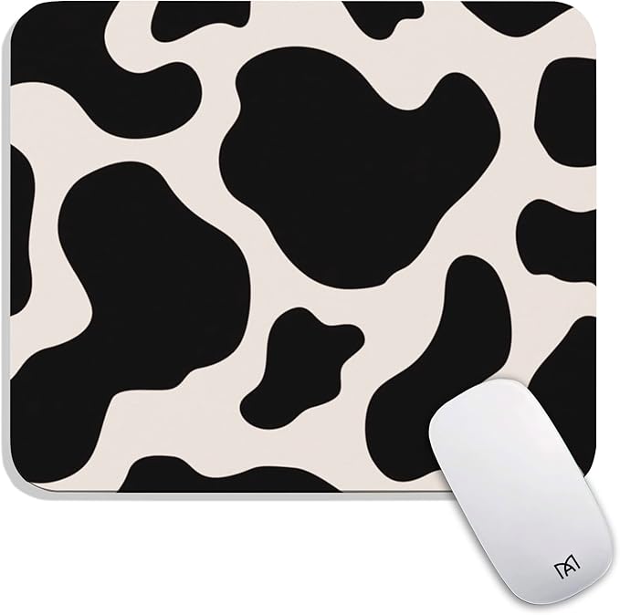 Square Mouse Pad Black Cow Print, Personalized Premium-Textured Custom Mouse by Armanza