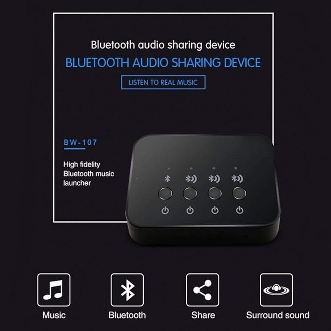 Bluetooth 4.0 Audio Sharer Audio Adapter 3.5mm Wired Stereo Music Sharing - Image 4