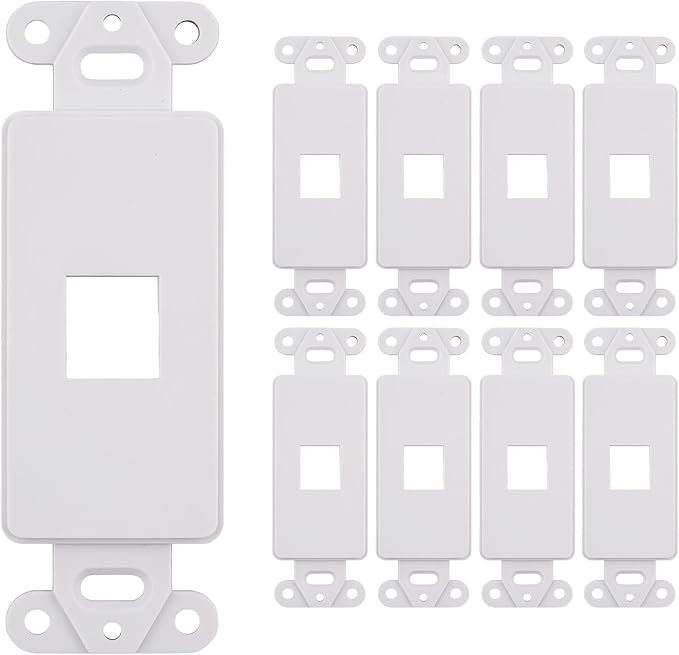 10 Pack Keystone Wall Plate 1 Port, Cat6 Cat5, Home & Office Installations by SATMAXIMUM