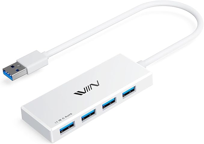 USB 3.0 Hub, 4 Port USB Splitter Extender Portable Adapter Multiport Data Hub by IVIIN