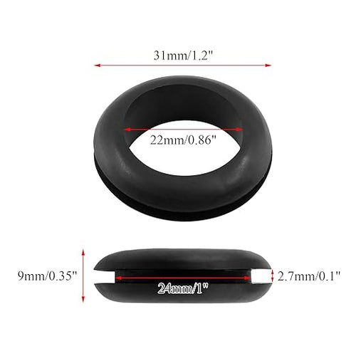 12 Pcs Rubber Grommets, 7/8" Inside Diameter 1" Drill Hole Rubber Wire Grommets - Image 2