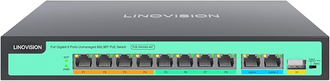 LINOVISION 8 Ports Full Gigabit PoE++ Switch, Built-in 120W Power by LINOVISION%C2%AE