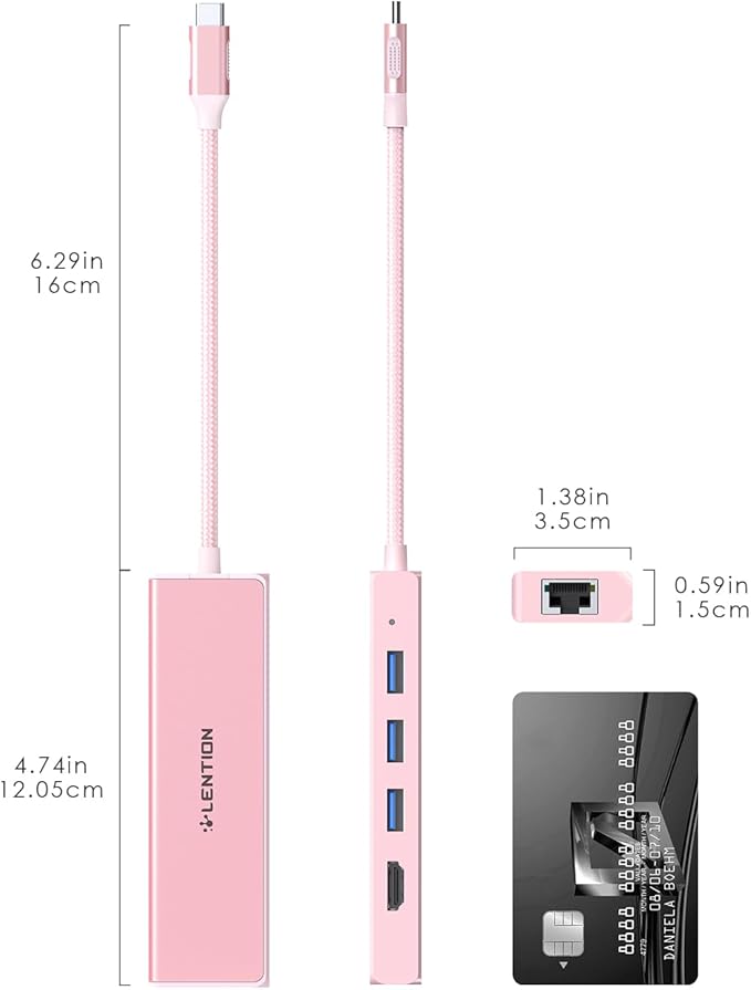 LENTION USB C Hub with 1000Mbps Ethernet Adapter, 4K HDMI, 3 USB 3.0 Port - Image 8