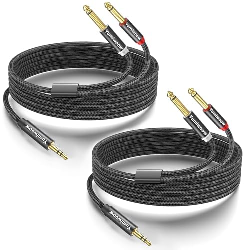 2pack 3.3Ft 3.5mm TRS to Dual 6.35mm Stereo Cable 1/8 TRS to Dual 6.35mm 1/4 TS by Yumiwoow