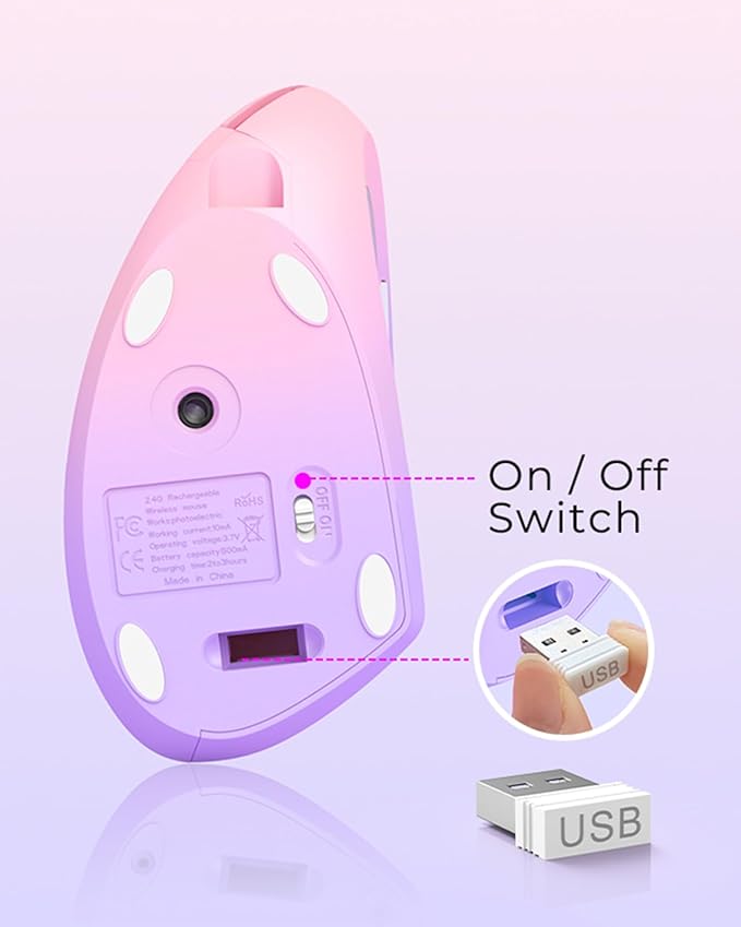 Lekvey Ergonomic Mouse, Vertical Wireless Mouse Rechargeable 2.4 GHz Optical - Image 8
