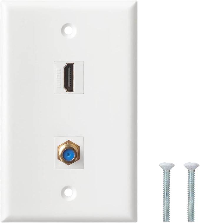 HDMI Wall Plate, 1 Port 4K HDMI Keystone to Female, 1 Port F Type Connector by BNPUHIU
