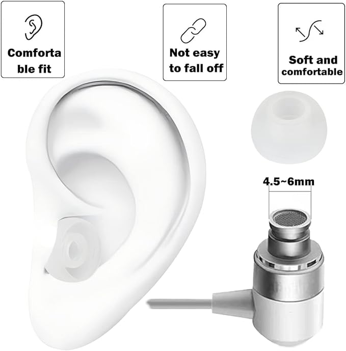 9 Pairs White Earbud Tips, Replacement Headphone Covers, Soft Rubber Tips - Image 5