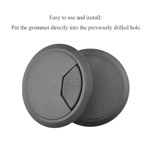 HAHIYO 2Pcs 3.15Inch/80mm Black ABS Plastic Sector-Shaped Desk Grommet Wire - Image 5