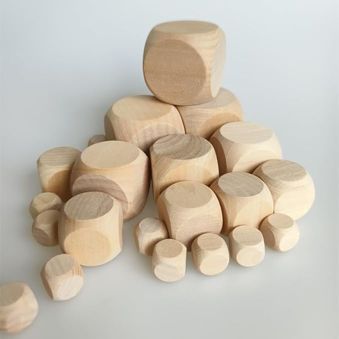 10 Pcs Wooden Dices, Round Corner Cube Dice 6 Sided Blank Dice DIY Graffiti - Image 9