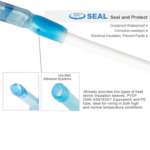 JRready ST6385-16-50 MiniSeal Crimp Splice 50Sets Blue Butt Splice Connectors - Image 4