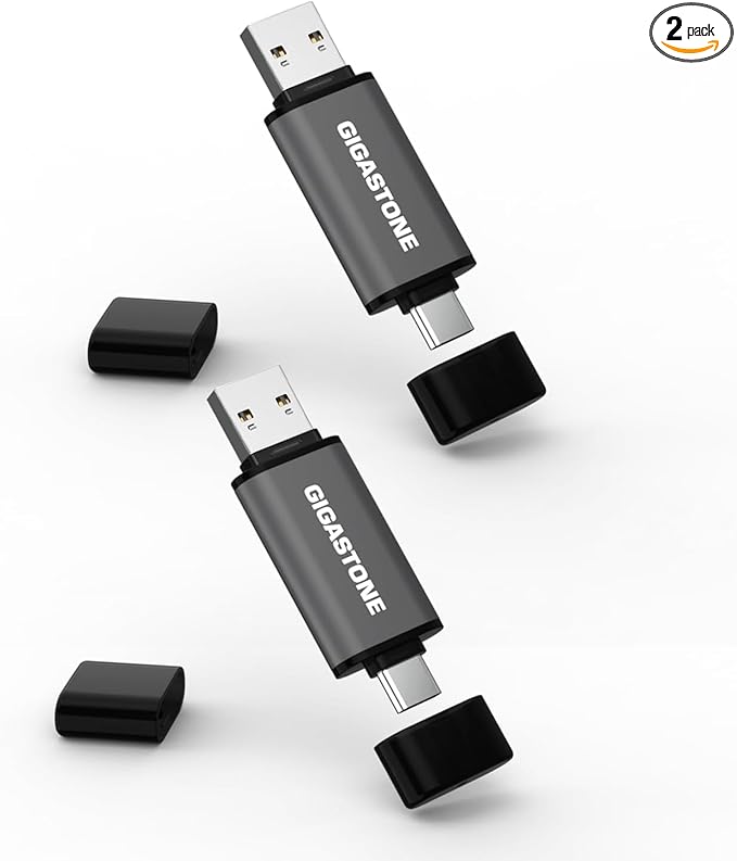GIGASTONE 256GB Dual Flash Drive Z40 USB 3.2 Gen 1, 2-in-1 Type-A & Type-C by Gigastone