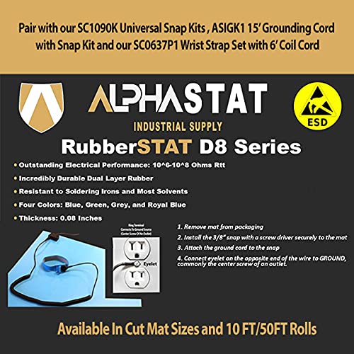 RubberStat Dual Layer ESD Compliant Workstation Rubber Table Mat Kit, Cell - Image 5