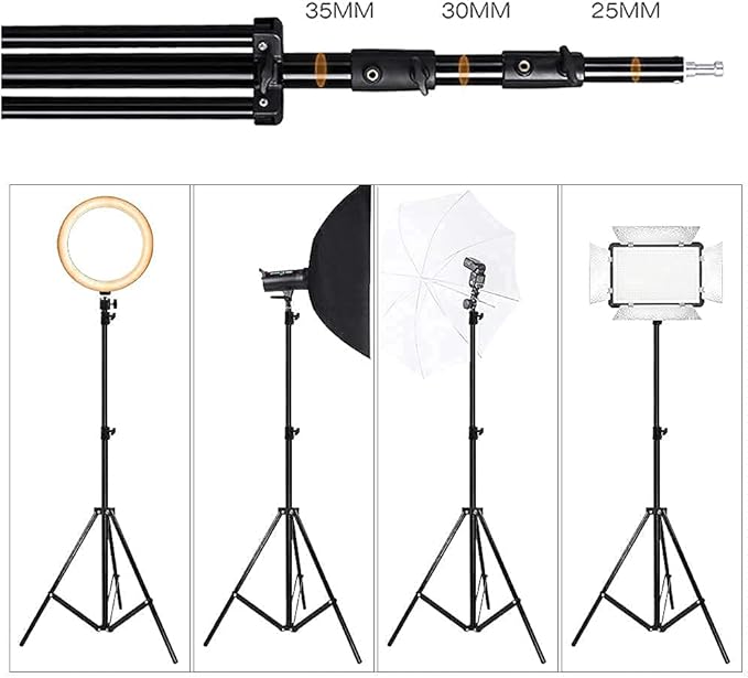 Heavy Duty Light Stand 9.5 Feet/2.8 Meters Adjustable Spring Cushioned Metal - Image 5