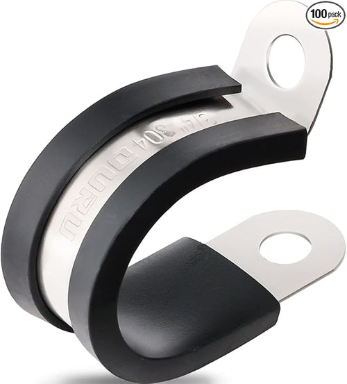 100PCS Cable Clamps 3/4 Inch 304 Stainless Steel Cable Clamps Rubber Coated by OURU