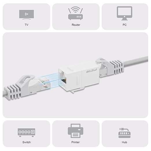 FGB 10 Gbps CAT6A RJ45 Keystone Coupler 25-Pack, Ethernet Keystone Jack - Image 3