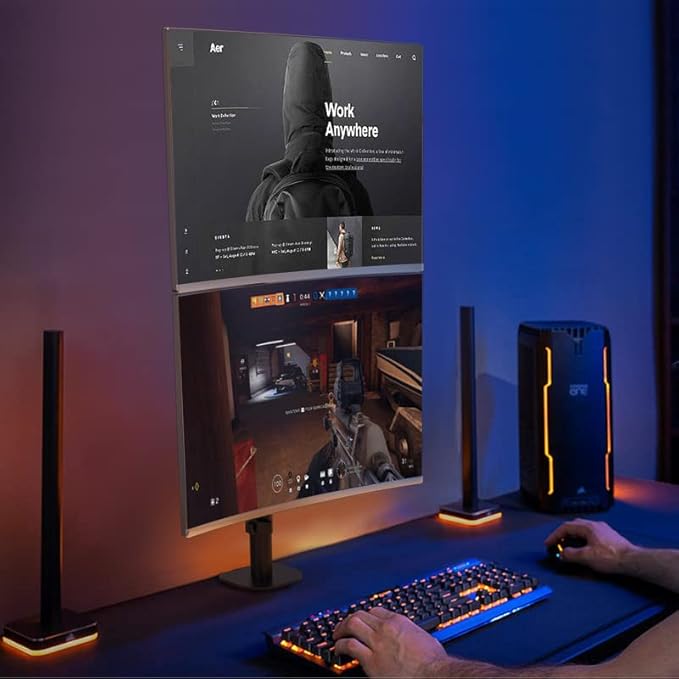 Pholiten Tall Vertically Stacked Dual Monitor Desk Mount Stand, Extra Tall 31 - Image 6
