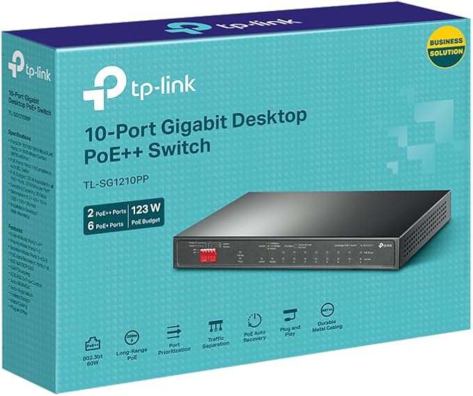 TP-Link TL-SG1210PP | 8 Port PoE Switch | 6 PoE+ and 2 PoE++ Ports @123W - Image 3