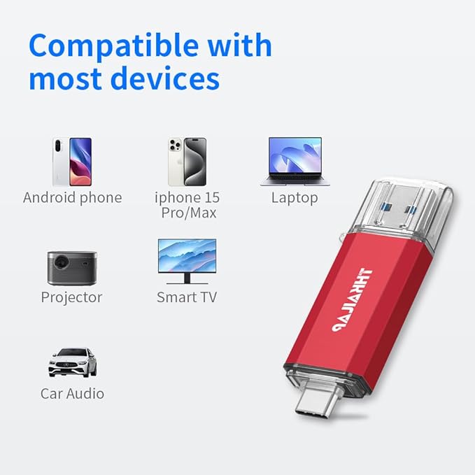 Thkailar USB Flash Drive 512GB, Type A and Type C Ports 2 in 1 OTG USB 3.1 - Image 5