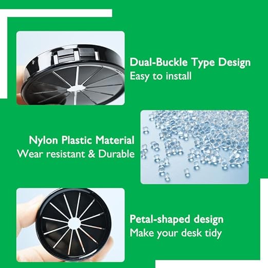 8PCS Cable Grommets, 1-3/4" Desk Hole Cover Petal Shaped Buckle Type Nylon Snap - Image 3