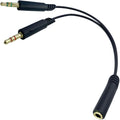 Headphone Splitter 3.5mm Female to 2 Dual 3.5mm Male Headphone Mic Audio Y by Unknown