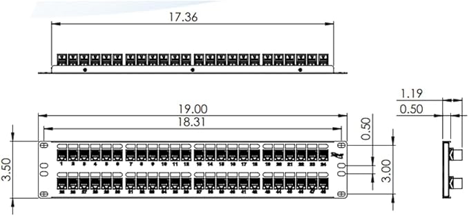 ICC CAT6 Feed-Through Patch Panel, 48 Port, 2U Rackmount, RJ45 Ethernet Patch - Image 8