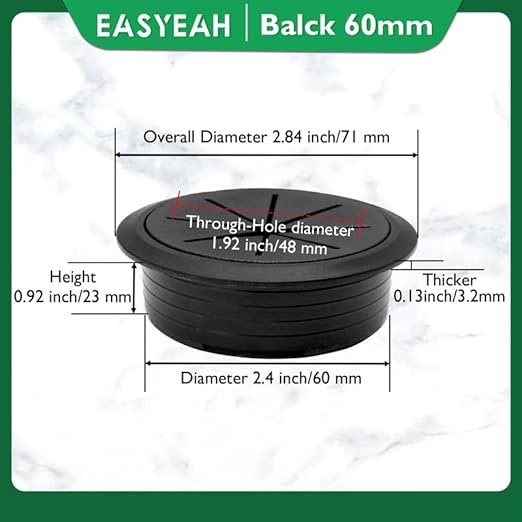 2 Pcs Desk Grommet 2-3/8" / 60 mm, Desk Hole Cover - Image 9