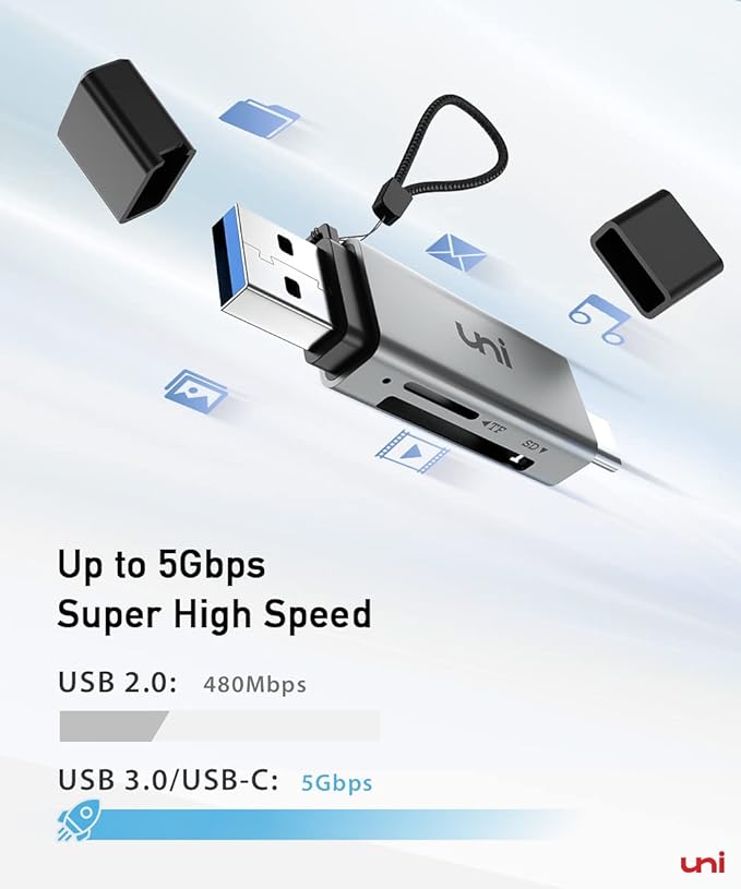 uni SD Card Reader, High-Speed USB C to Micro SD Card Adapter USB 3.0 Dual Slots - Image 2