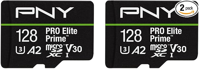 PNY 128GB PRO Elite Prime C10 U3 V30 A2 microSDXC Flash Memory Card – by PNY