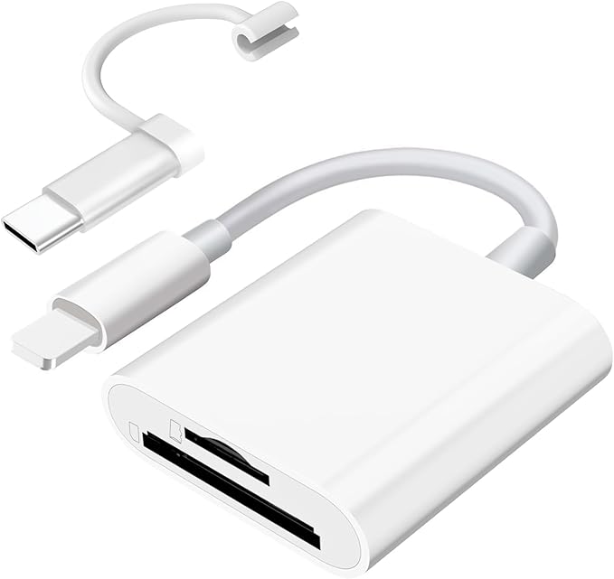 SD Card Reader for iPhone iPad Camera, Dual Card Slot Memory Card Reader by SUNTRSI