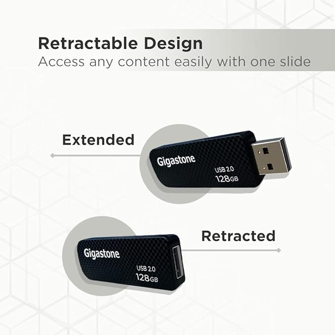 GIGASTONE V30 128GB USB 2.0 Flash Drive 2-Pack, Capless Retractable Design Pen - Image 3