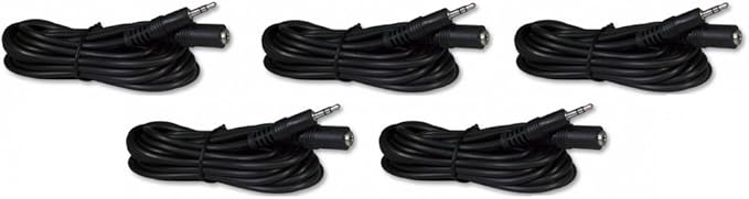 Five Pack of YCS Basics 12 Foot 3.5mm Headphone Extension Cables Male/Female by YCS+basics