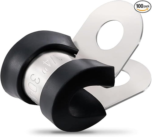 100PCS Cable Clamps 1/4 Inch 304 Stainless Steel Cable Clamps Rubber Coated by OURU