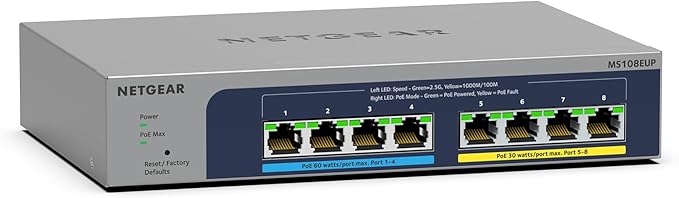 NETGEAR 8-Port Ultra60 PoE Multi-Gigabit Ethernet Easy Smart Managed Switch by NETGEAR