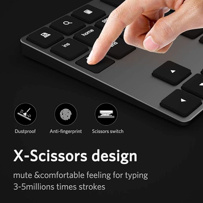 Bluetooth Number Pad, Aluminum Rechargeable Numeric Keypad Wireless 34-Keys - Image 6