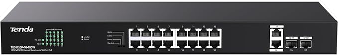 Tenda TEG1120P 16 Port 150W PoE Switch, Compatible by Tenda