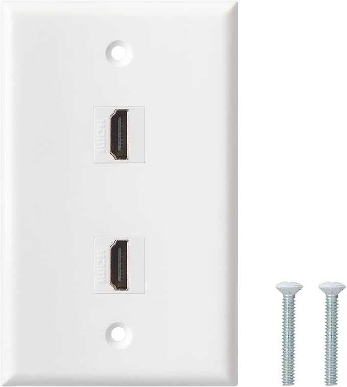 HDMI Wall Plate, 2 Port 4K HDMI Keystone Female to Female Wall Plate-White by BNPUHIU