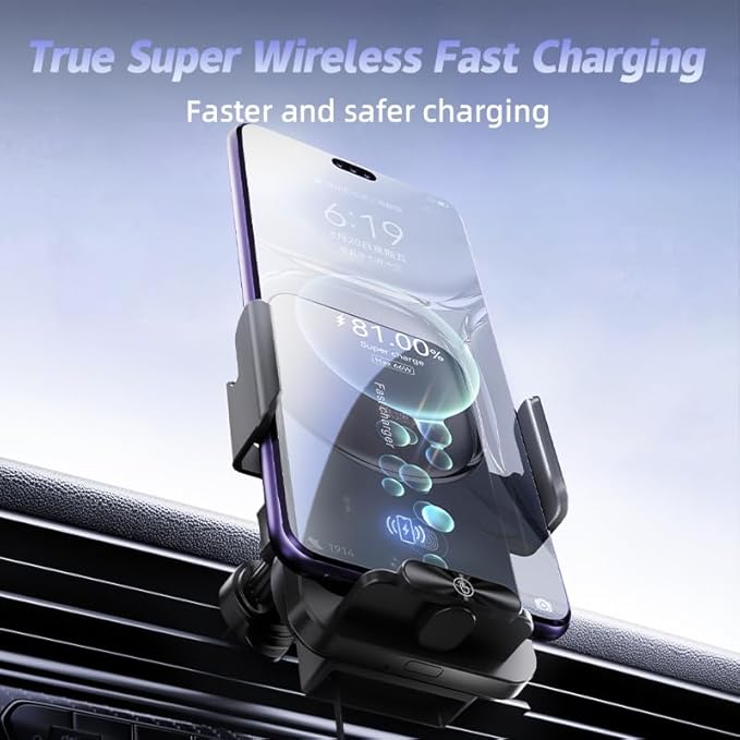Magnetic Phone Holder Car Wireless Charger, 66W Fast Charging Phone Mount 360 - Image 3