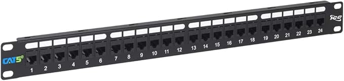 ICC CAT5e Feed-Through Patch Panel, 24 Port, 1U Rackmount, RJ45 Ethernet Patch by ICC