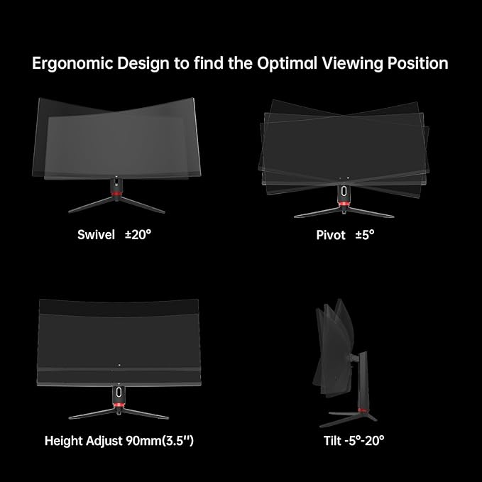 KTC 34 Inch Curved Ultrawide Gaming Monitor, 3440x1440p 165Hz 1ms, 1500R Curved - Image 8