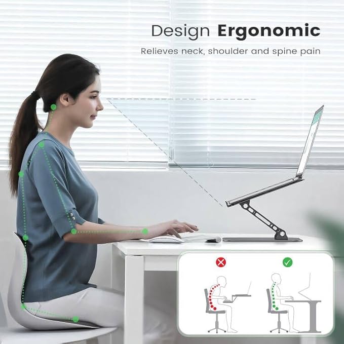 Adjustable Laptop Stand for Desk, Aluminum Portable Laptop Stand, Lightweight - Image 2