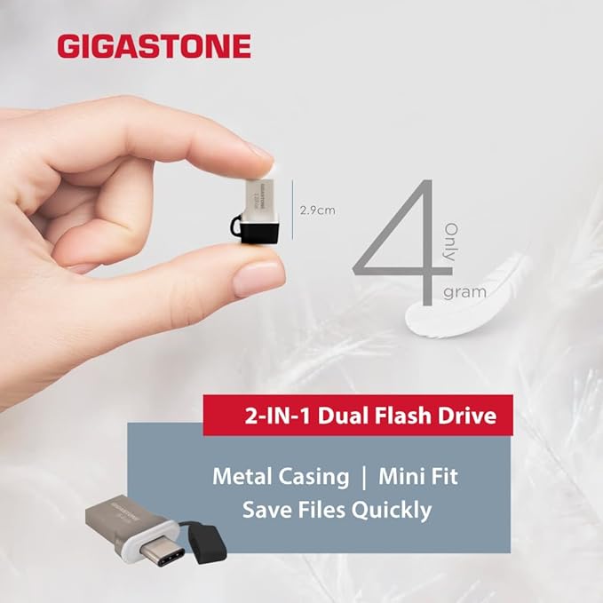 GIGASTONE 64GB Nano Luxus Dual Drive Z50 USB 3.2 Gen 1, 2-in-1 USB-A & Type-C - Image 5