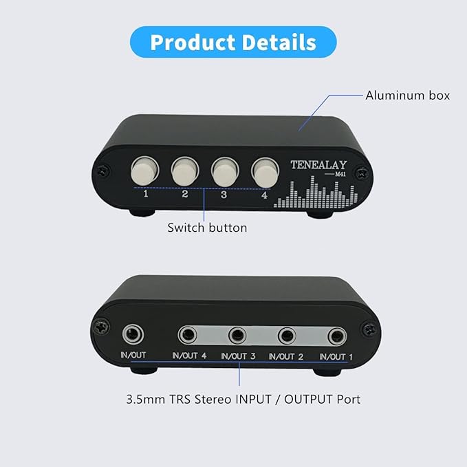 4 in 1 Out / 1 in 4 Out AUX 3.5mm Stereo Audio Input Signal Source Switcher - Image 4