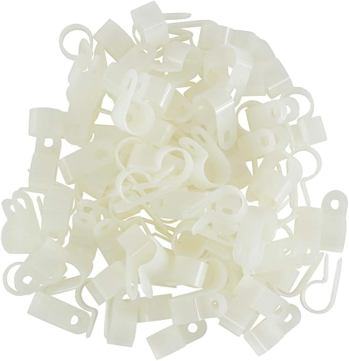 GTSE White Nylon Plastic Cable Clamps, 1/2" Screw Mounts - Image 3