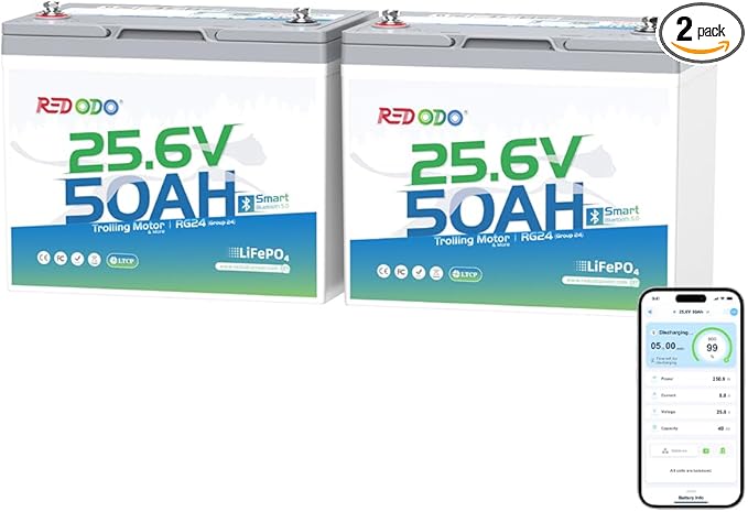 Redodo Bluetooth 24V 50Ah TM Low-Temp LiFePO4 Battery, Smart Lithium Battery by PrimeDayRedodoSaveup55