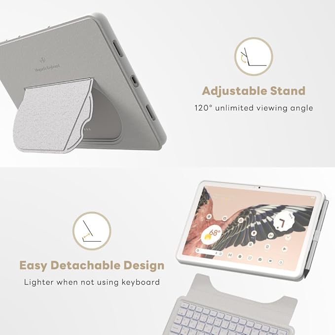 EIP Magnetix Keyboard Case for Google Pixel Tablet 11 inch, Adjustable Viewing - Image 3