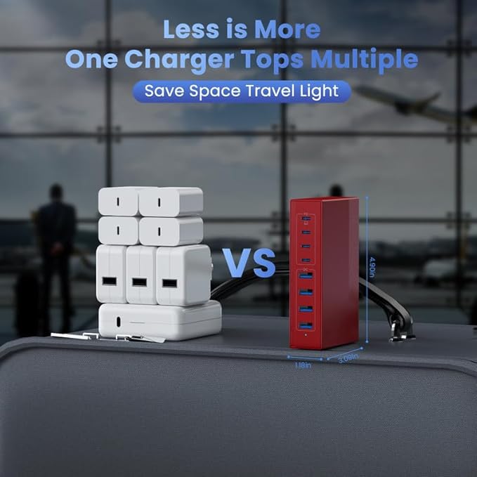 200W USB C Charger Block, 8-in-1 GaN III USB C Charger Fast Charging Station Hub - Image 5