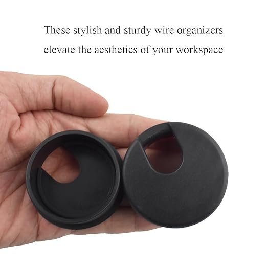 HAHIYO 2Pcs 1.77Inch/45mm Black ABS Plastic U-Shaped Desk Grommet Wire Grommet - Image 6
