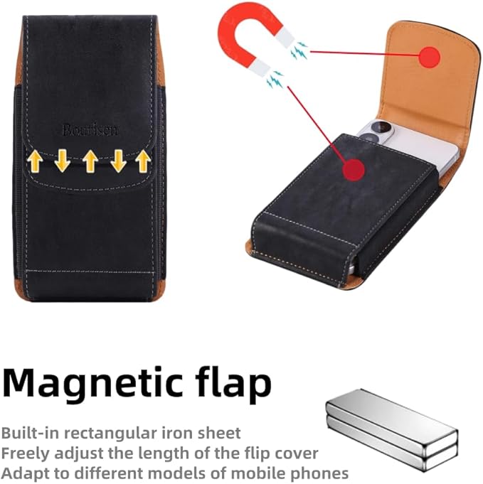 Universal Phone Holster Phone Pouch Case Belt Clip Belt Loops Card Slot Faux - Image 2
