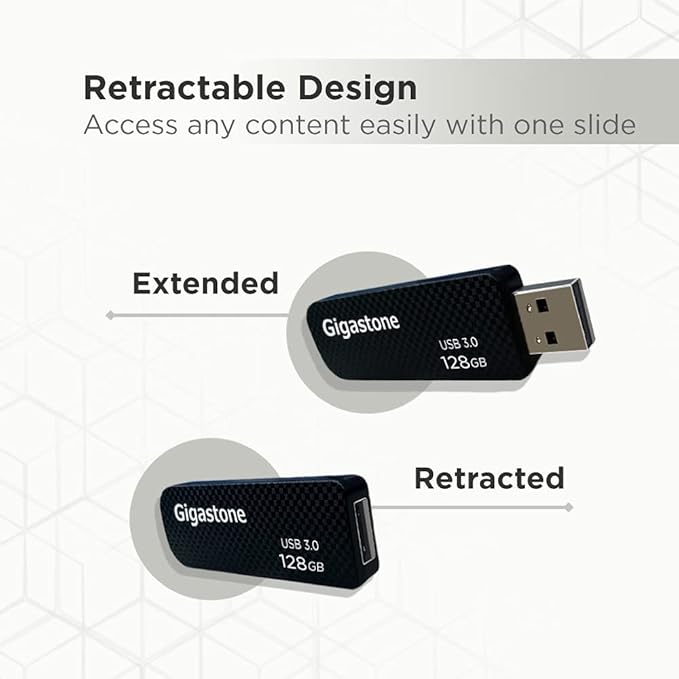 GIGASTONE 128GB Flash Drive Z30 USB 3.2 Gen 1, 100MB/s Ultra Fast, Keychain Loop - Image 4