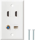 HDMI Coax Ethernet Wall Plate, 2 Port 4K HDMI Keystone, 1 Port Coax Keystone by BNPUHIU